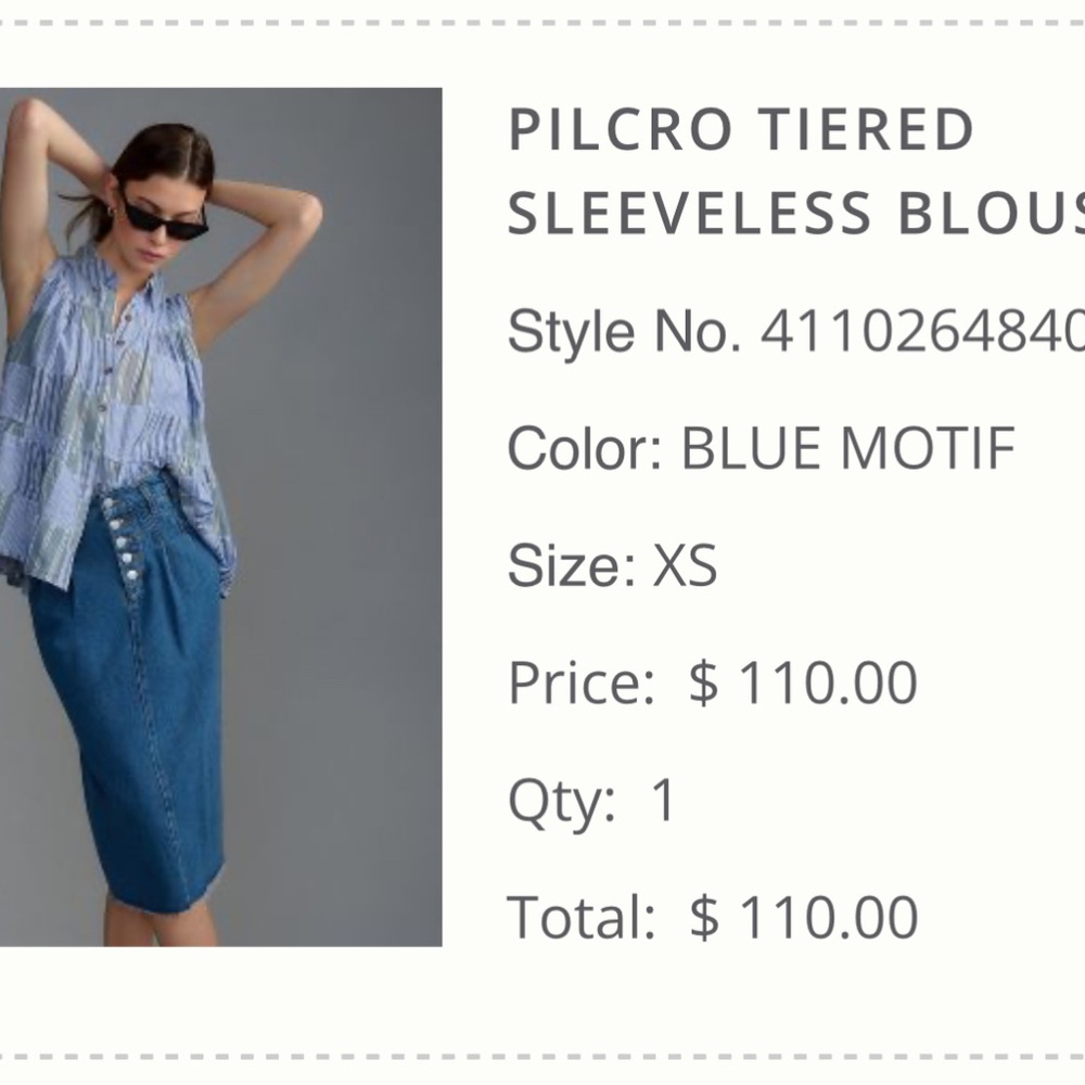 Pilcro Tiered Sleeveless Blouse | SZ XS - Picture 4 of 11